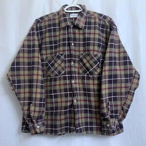 Vintage Hearthside Flannel Shirt Men's Large L 16-16 1/2 Multicolor Plaid